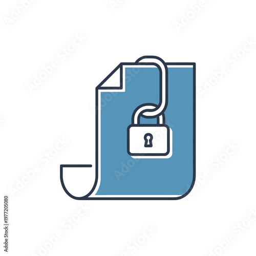 A blue document icon with a padlock symbolizing secure data protection and confidentiality