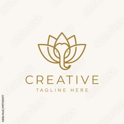 Abstract lotus with Elephant head  Logo design vector