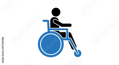 Iconic representation of a person with mobility limitations in a wheelchair, accessibility