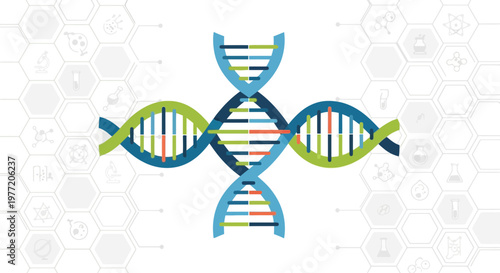 Colorful DNA Double Helix Background – Modern Genetics Science Abstract
