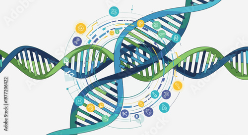 Colorful DNA Double Helix Background – Modern Genetics Science Abstract