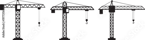 Construction crane icon set – tower crane, building and engineering vector design .