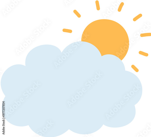 雲からのぞく太陽のかわいいデフォルメイラスト