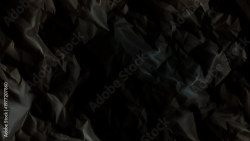 Crumpled dark paper texture with creases and folds  abstract background