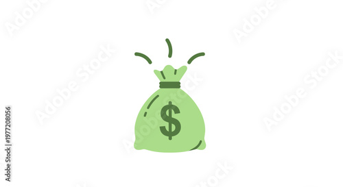 Illustration of a money bag with a dollar sign representing financial gain and prosperity
