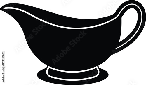 Gravy Boat silhouette vector art illustration and minimal black and white design