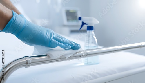 Professional cleaning concept, hygiene, and sanitation for thorough housekeeping in a medical setting