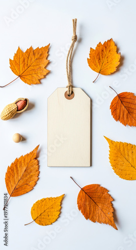 Blank Label with Autumn Leaves.