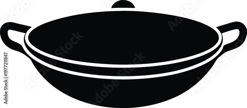 Kadai silhouette vector art illustration and minimal black and white design