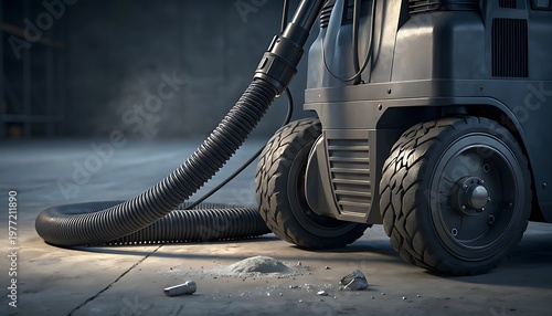 Cleaning concept, hygiene, sanitation, and housekeeping in action with a powerful vacuum cleaner