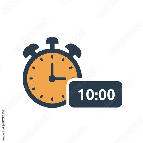 Alarm Clock Icon with Digital Display Showing 10:00