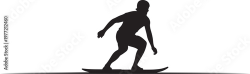 Black silhouette of a skateboarder, dynamic skateboarding icon, monochrome sports illustration, action figure