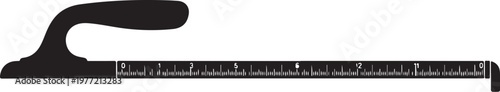 Ruler, measuring tool, straightedge, black silhouette, vector illustration