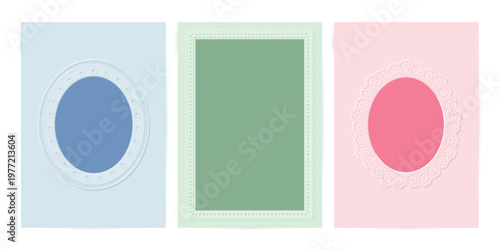 Elegant Oval And Rectangle Embossed Frames. Card Invitation or Photo Frame Vector template.
