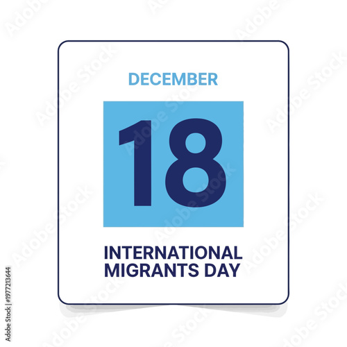 December 18 International Migrants Day Calendar Icon