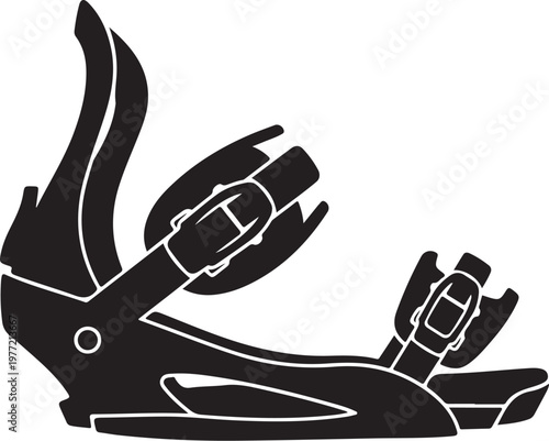 Snowboard bindings, black bindings, ski bindings, winter sports equipment, snowboard gear