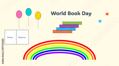 World Book Day dream discover rainbow design