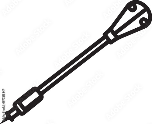 Black, minimalist, vector illustration, of a soldering iron, electronic tool, DIY equipment