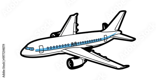 Cuadro en lienzo Airplane illustration on black background