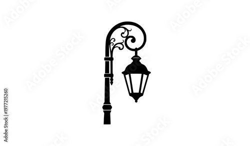 Antique street lamp silhouette vintage lamppost black vector illustration isolated