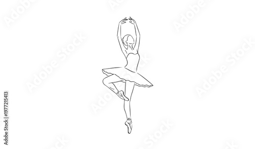 Minimal ballerina dancer outline vector illustration isolated on white background