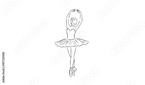 Simple ballerina line art illustration isolated on white background