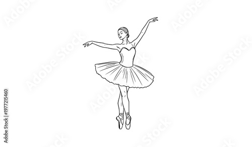 Ballet dancer simple sketch illustration isolated on white background