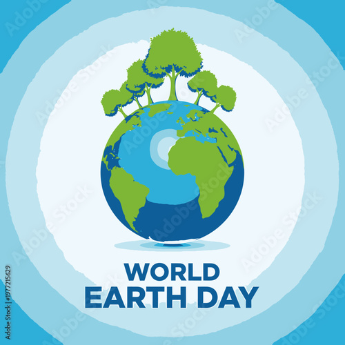 World Earth Day 2026 Poster With Green Trees On The Globe