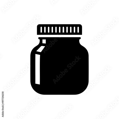 Generic Empty Glass Jar with Ribbed Lid for Storage or Preservation of Food and Household Items