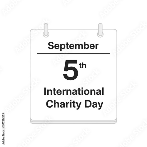 International Charity Day September 5th Calendar Page - Concept of Giving