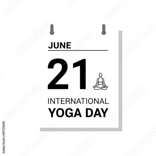 International Yoga Day Calendar Page June 21 - Yoga Pose Icon