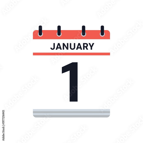 January 1st Calendar Page - New Year's Day Icon