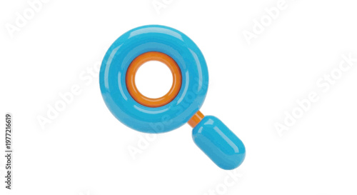 Vector illustration of 3d render of a blue and orange magnifying glass on a transparent background