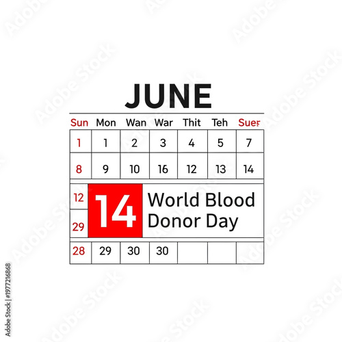 June 14 World Blood Donor Day Calendar Reminder