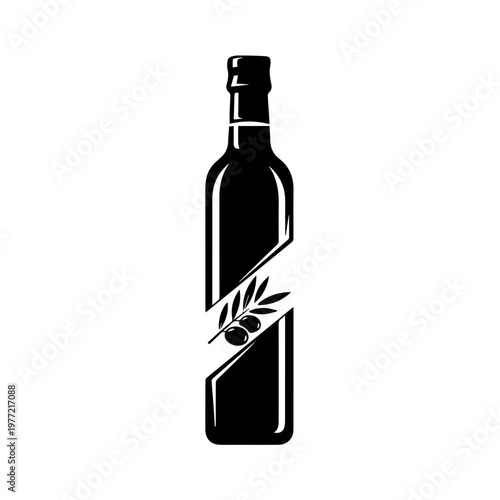 Elegant design vector of a premium olive oil bottle, symbolizing quality, health, and natural essence concept