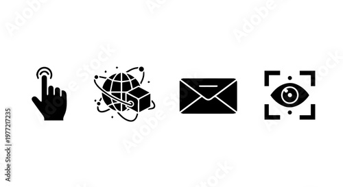 Digital Interface Glyphs for Global Business, Communication, and Security Technology