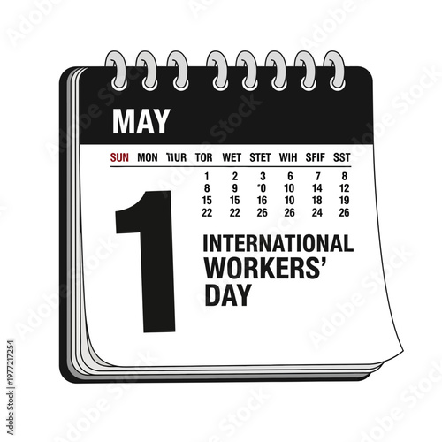 May 1st International Workers Day Calendar Page