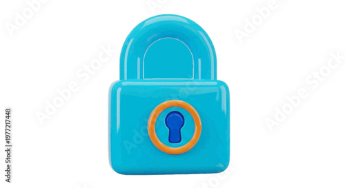 Vector illustration of 3d illustration of a blue padlock on a transparent background