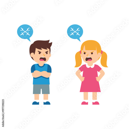 Children Arguing, Boy and Girl Fighting, Disagreement, Conflict, Anger