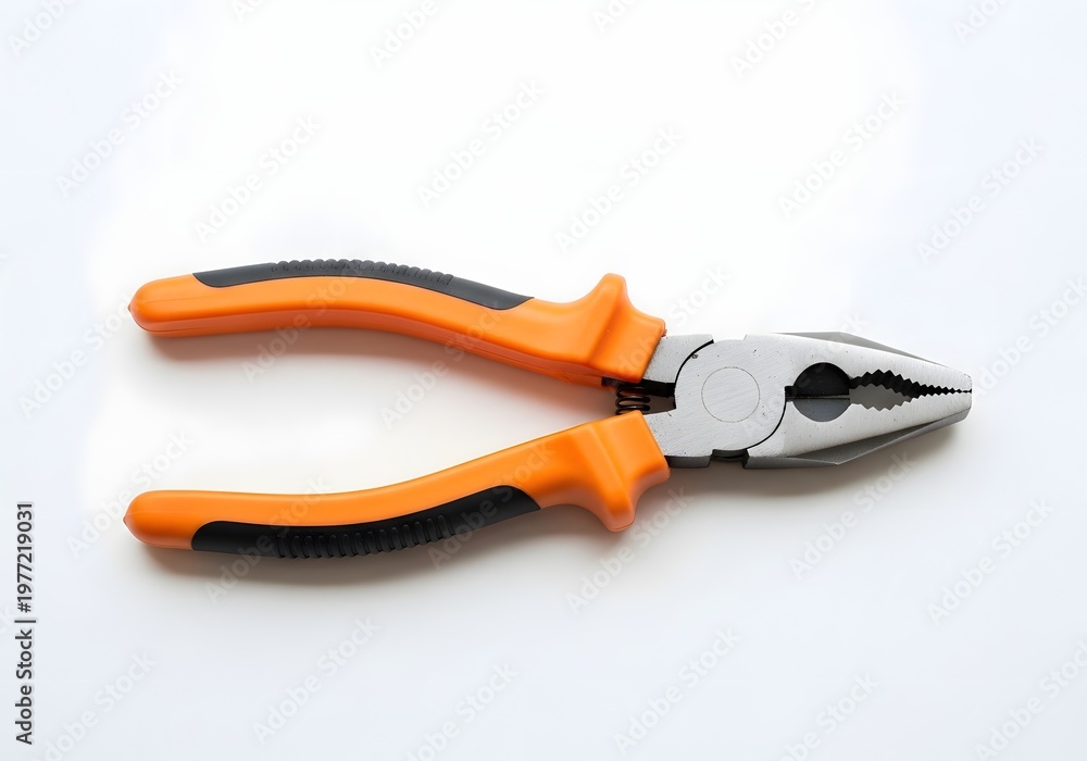 Obraz premium The orange-handled pliers are showcased, displaying their utilitarian design and precise construction, which suggests readiness for various tasks in repair or construction, emphasizing