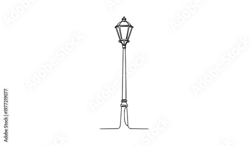 Continuous line vintage street lamp icon minimalist antique lamppost vector