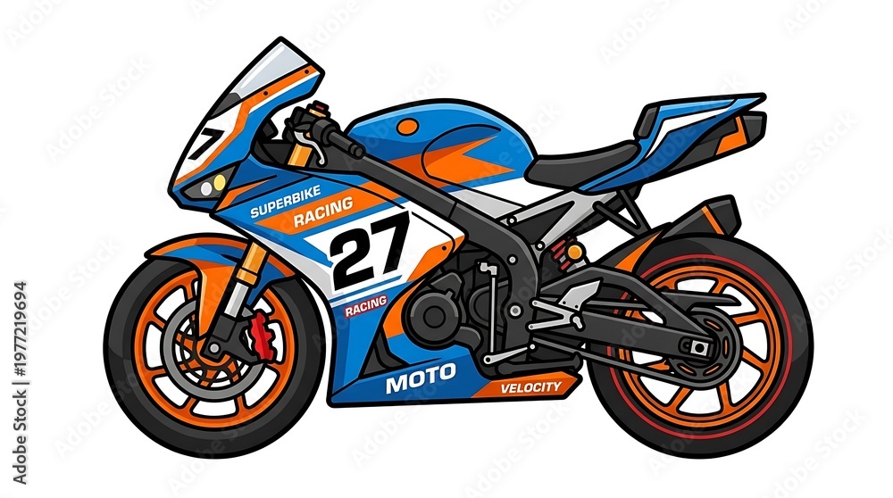 Obraz premium Racing motorcycle with orange accents.