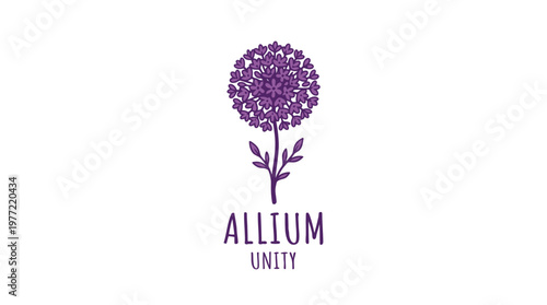 Elegant Purple Allium Flower Logo Design