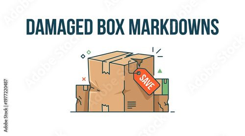 Damaged Box Markdowns Advertisement with Discount Tag