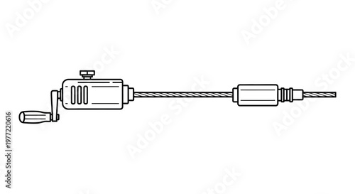 Detailed illustration of a hand drill showcasing its mechanical components silhouette