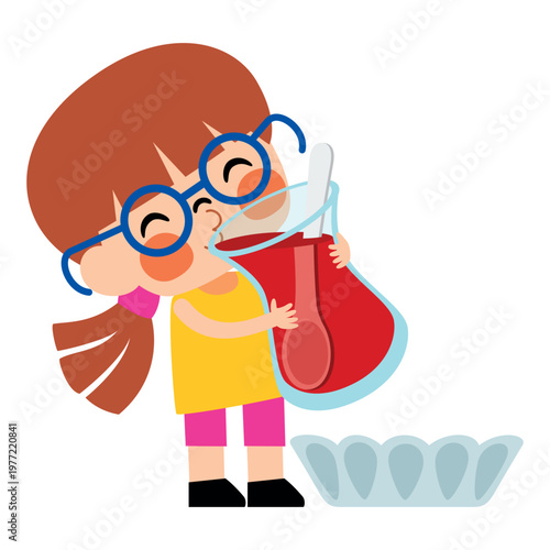 Cartoon Turkish Child Drinking Tea