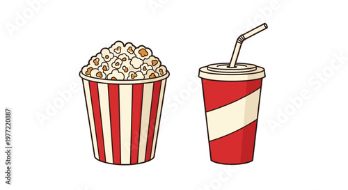 Popcorn and soda cup snack combo.
