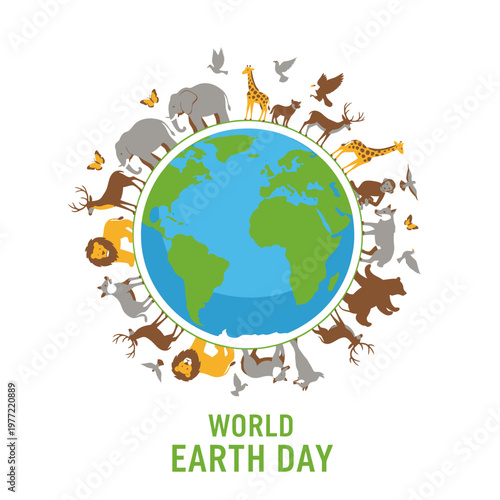 World Earth Day Celebration With Diverse Animals Around The Globe