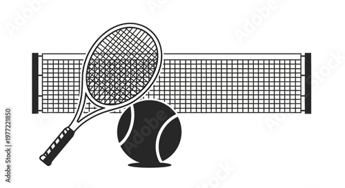 Tennis Racket and Ball Illustration.