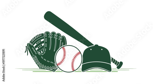 Baseball equipment for playing game.